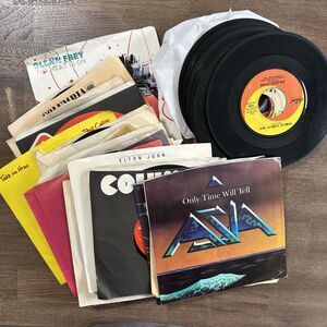 Lot of 36 Vinyl Records 45s 7" Sleeves Classic Rock N Roll 70s 80s Music Retro